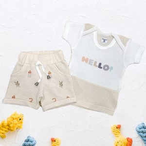 طقم تيشرت وشورت Cozy Hello